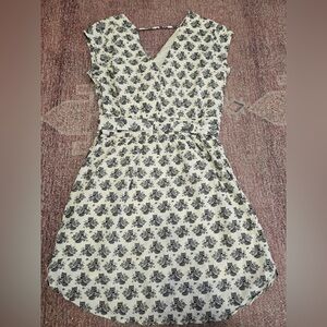 Daniel Rainn Anthropologie faux wrap v neck tie waist vintage owl print dress sm